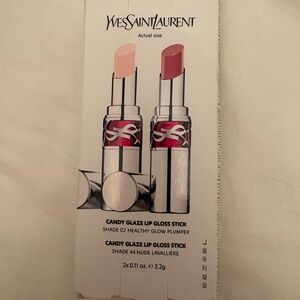 NWT YSL Yves Saint Laurent Candy Glaze Lip Gloss Stick - Nude & Rose